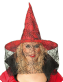 Heksenhoed rood met voile