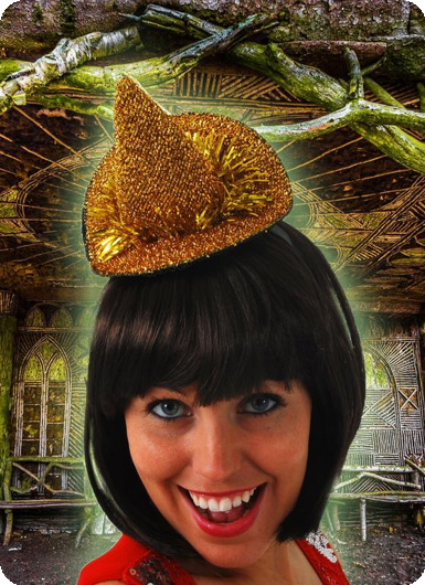Heksenhoedje glitter op diadeem goud