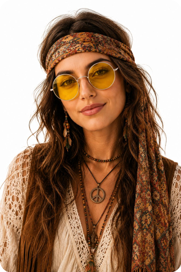 Hippie bril groot glas