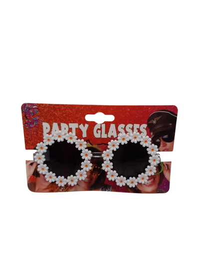 hippie bril met witte bloemetjes