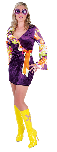 Hippie flower power outfit voor dames