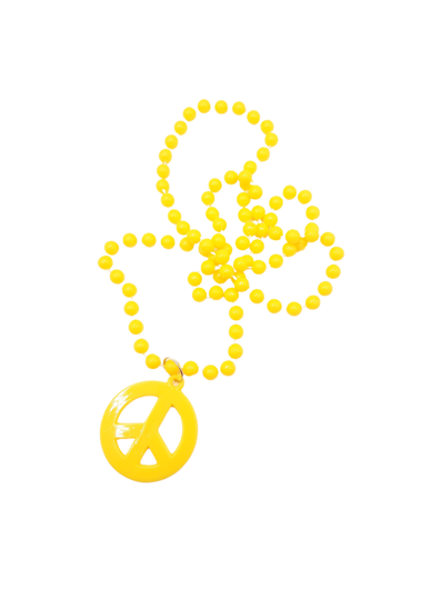 Hippie halsketting peace  geel