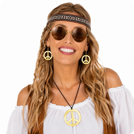 Hippie set with necklace, earrings and headband