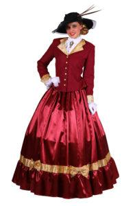 historical ladies dress burgundy red
