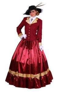 historical ladies dress burgundy red