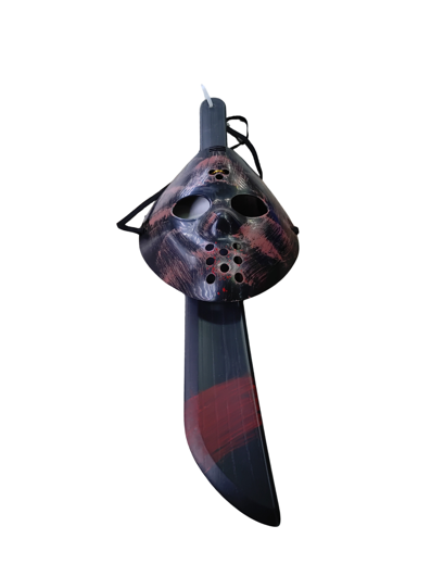 Hockey mask with sword bloodied