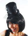 Hoedje topper zwart op diadeem burlesque