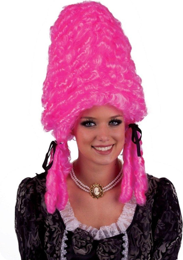 Hoge luxe pompadour pruik fuchsia