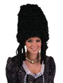 Hoge luxe pompadour pruik zwart