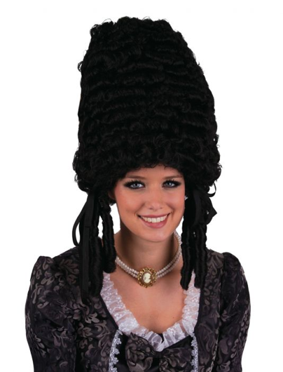 Hoge luxe pompadour pruik zwart