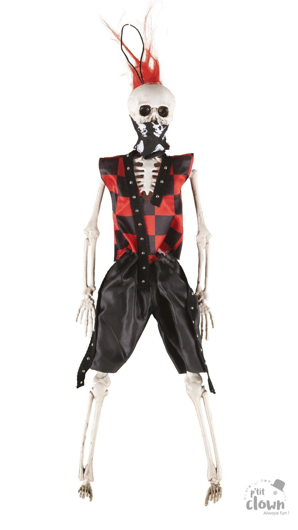 Homme squelette punk - Rouge - 40cm
