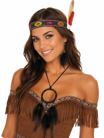 Indiaan dreamcatcher halsketting en oorbellen(dromenvanger) zwart