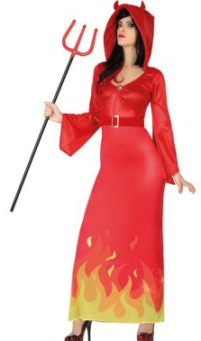Inferno Duivelin Jurk - Rode Elegantie met Vlammen