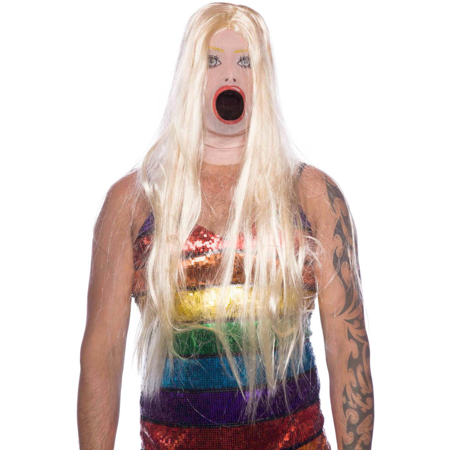 Inflatable doll mask with wig