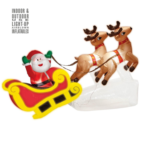 Inflatable Santa Claus on sleigh with reindeer 244 cm
