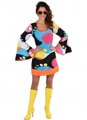 Jaren 70 disco jurk met liquid print