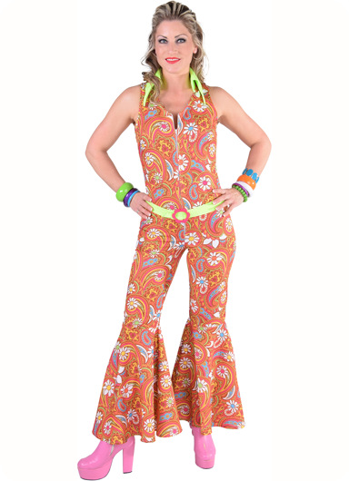 Jaren 70 jumpsuit hippie met paisleyprint