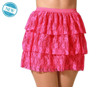 jaren 80 rokje kant Roze