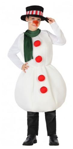 Jongens Sneeuwpop Pak met Rode Knopen en Accessoires