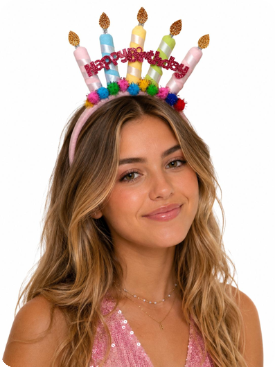 joyeux anniversaire diadème avec des bougies