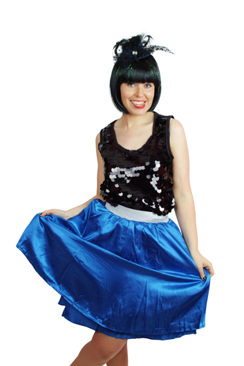 Jupe et foulard retro bleu