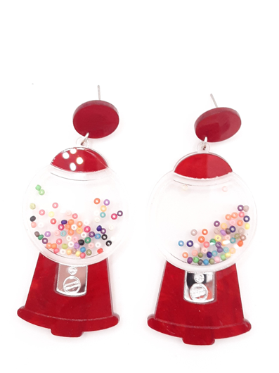 Kauwgomballen Machine Oorringen - Candy Thema