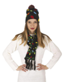 Kerst muts en sjaal met kerstverlichting print