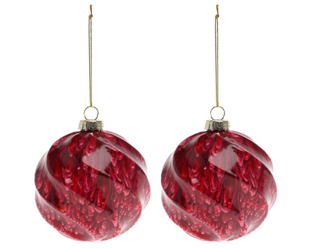 kerstbal bordeaux set van 2