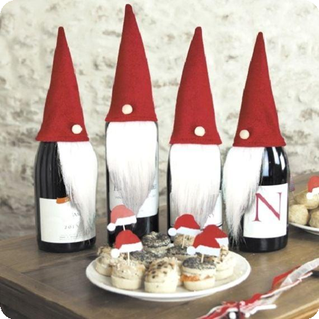 Kerstmuts voor flessen 2 stuks
