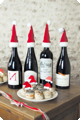 Kerstmuts voor flessen 4 stuks