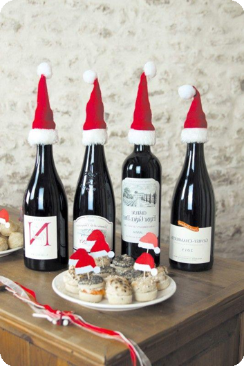 Kerstmuts voor flessen 4 stuks