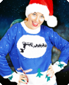 Kersttrui blauw kerstman ondersteboven