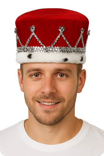 King's crown hat red with silver