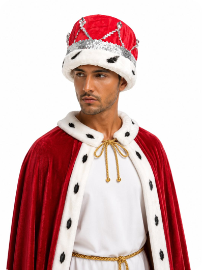 King's crown hat red with silver