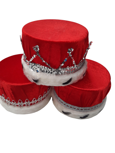 koningskroon hoed rood met zilver per stuk