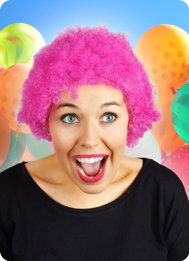 Korte krullen pruik afro fuchsia