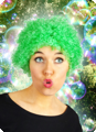 Korte krullen pruik afro groen