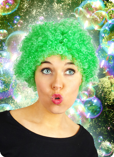 Korte krullen pruik afro groen