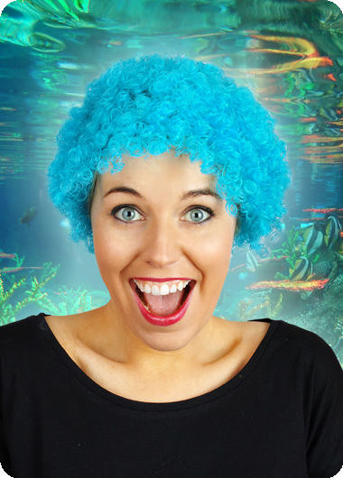 Korte krullen pruik afro turquoise
