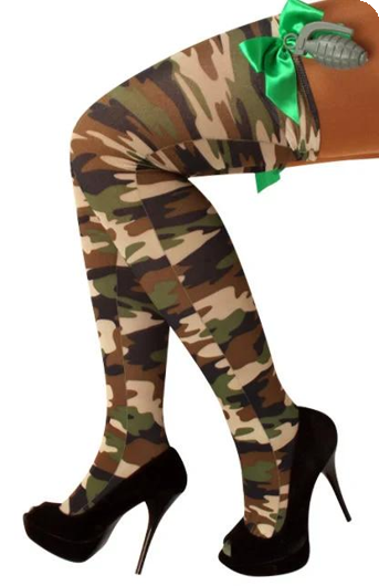 Kous camouflage/leger print  met strik en granaten