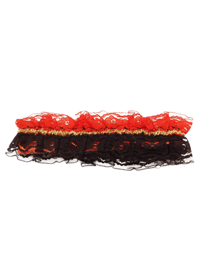 Kousenband rood/zwart/goud