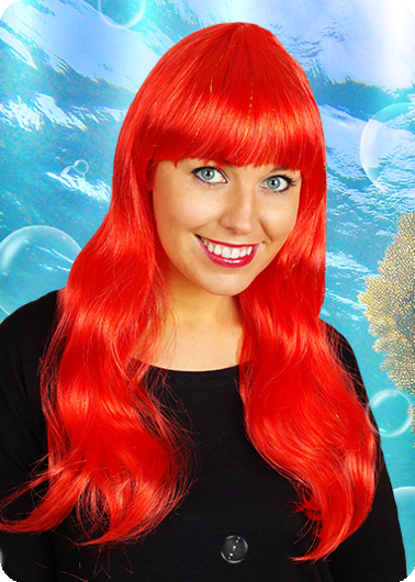 Lange pruik met pony Esmeralda rood