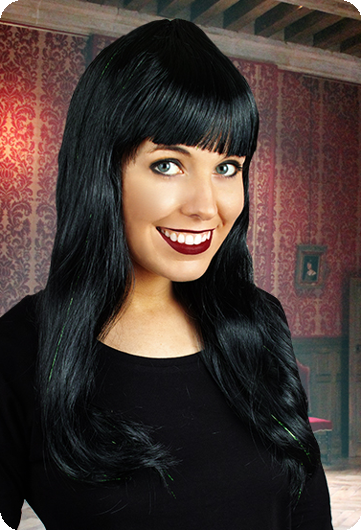 Lange pruik met pony Esmeralda zwart