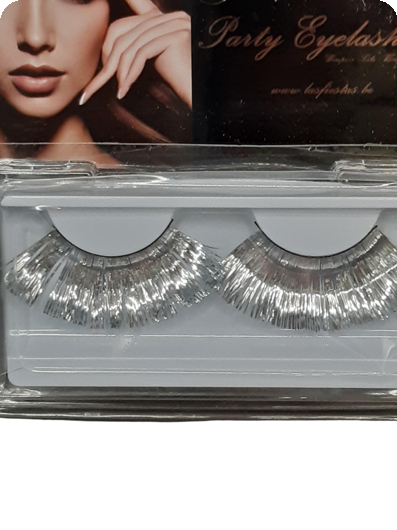 Lange zilveren metallic wimpers