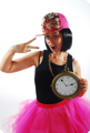 Large clock plastic gold with chain