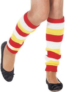 leg warmers red yellow white