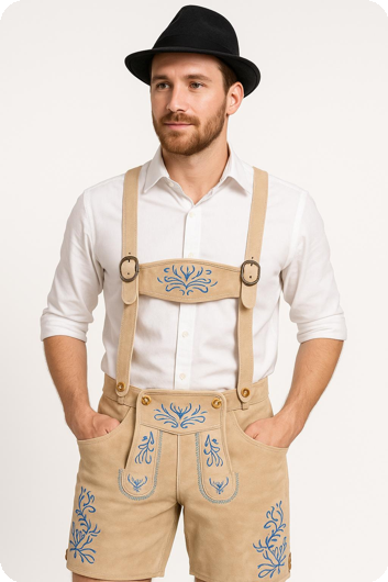 Licht beige lederhosen echt leder