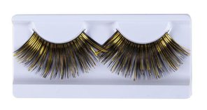 long black eyelashes with golden glitter