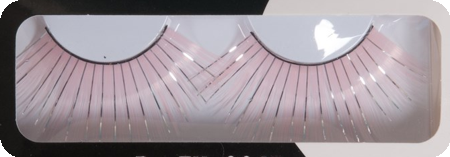 Long eyelashes pink with glitter