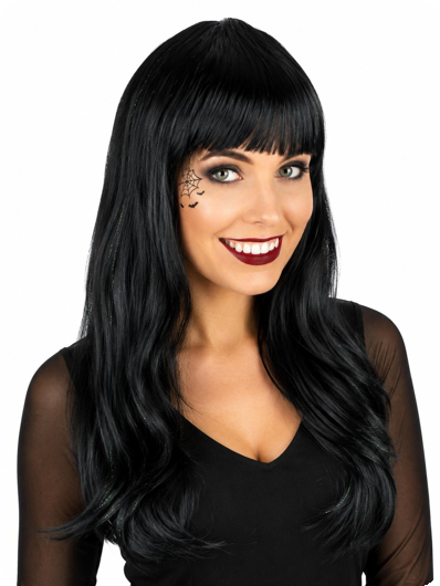 Long wig with fringe black